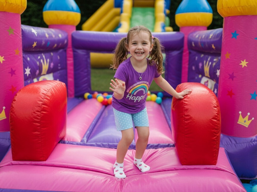 Kind spielt gelassen auf Hüpfburg während stiller Stunde für neurodivergente Kinder in Frauenfeld